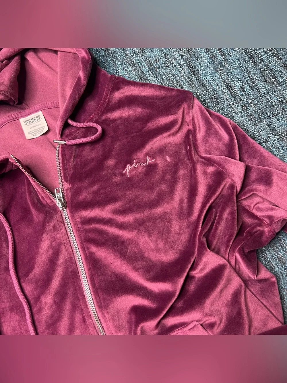 Victoria's Secret PINK Velvet Velour Tracksuit Jacket and Pants in Purple M/L - Picture 4 of 10